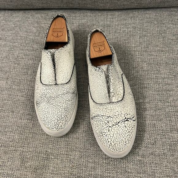 EUC HUF Dylan Slip-On Sneakers White Crackle Leather Size 8 Skate Casual Shoes - Picture 14 of 16